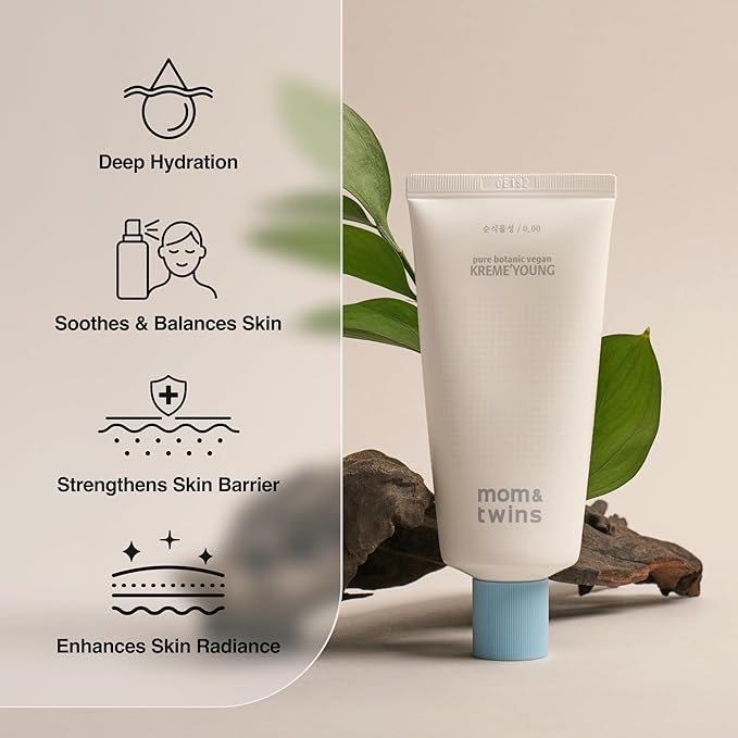 KREME'YOUNG – Teen Blemish-Prone & Oily Skin Moisturizer, Organic Korean Face Cream, Hydrating, Fast Absorbing, Non-Greasy, Gentle & Soothing, Vegan & Non-Toxic with Vitamin C(2.47 oz / 70g)