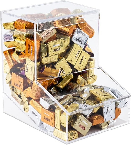 Inevibe Candy Dispenser - Bulk Acrylic Storage Holder with Two Lids for Countertop or Wall Mount - Store Chocolate, Treats, Sweets, and Snacks (1)