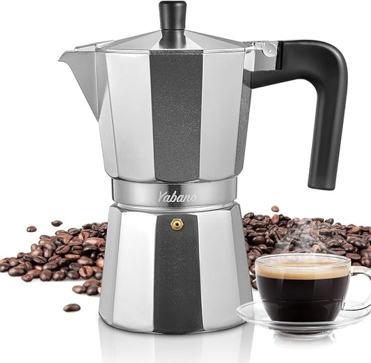 Yabano Stovetop Espresso Maker, 9 Cups Moka Coffee Pot Italian Espresso for Gas or Electric Ceramic Stovetop, Italian Coffee maker for Cappuccino or Latte