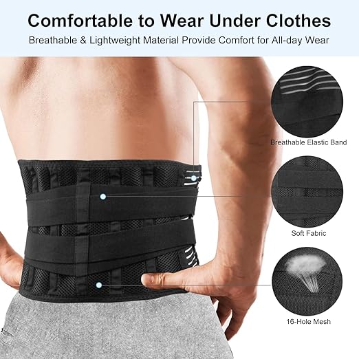 Lumbar Back Brace for Lower Back Pain Men and Women, Adjustable Backbrace with Lumbar Support Brace Pad, Breathable Design Belt Relief From Sciatica, Herniated Disc, Scoliosis, Size M