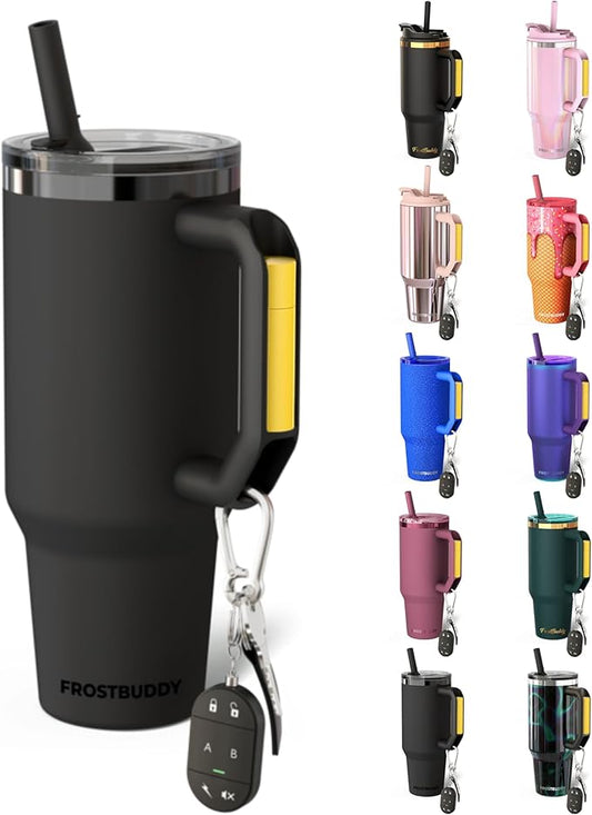 Frost Buddy Thicc Buddy - 40 oz Stainless Steel Vacuum Insulated Tumbler with Lid and Straw for Water - Travel Mug Cupholder Friendly - Gifts for Women Men Him Her (Dark Night)