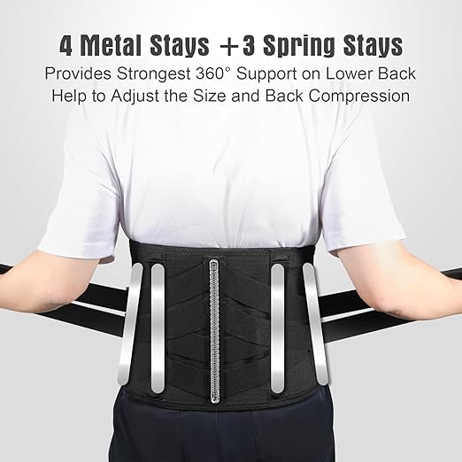Heated Back Brace with Massage, Rechargeable Heating Pad for Back Pain Relief, Adjustable Back Support Belt with Heat Therapy and Vibration Massager for Men and Women, M