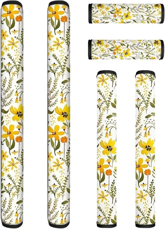 Refrigerator Door Handle Covers Set of 6, Antiskid Protector for Fridge Oven Dishwasher Keep Your Kitchen Appliance Clean from Smudges, Food Stains, Yellow Flower