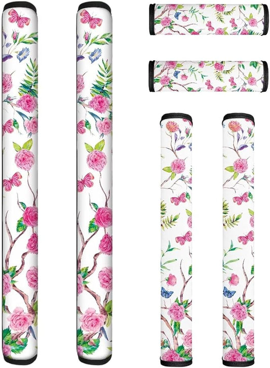 6 PCS Refrigerator Door Handle Covers, Kitchen Appliance Gloves Anti-Slip for Ovens Dishwashers Keep Kitchen Appliance Clean Party Holiday Home Decoration, Pink Rose Floral