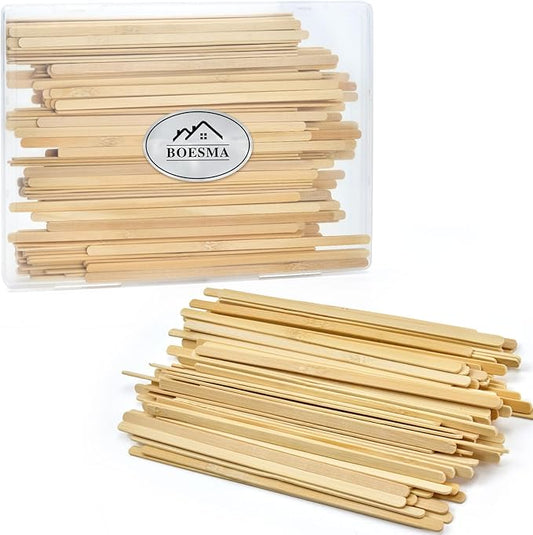 Bamboo Coffee Stirrers in Storage Box, 180 Count of Disposable Coffee Stir Sticks - Stir Sticks For Coffee Bar 7 Inch, Stir Sticks with Smooth End, Coffee Stirs for Coffee, Cocktail, Hot Drinks