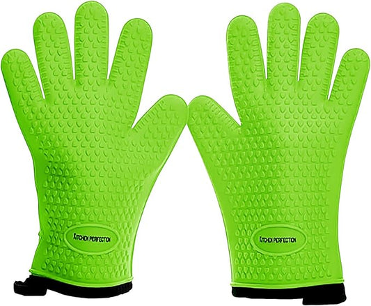 Kitchen perfection Silicone Smoker Oven Gloves -Extreme Heat Resistant BBQ Gloves -Handle Hot Food Right on Your Smoker Grill Fryer & Pit | Waterproof Oven Mitts |Superior Value Set+3 Bonuses