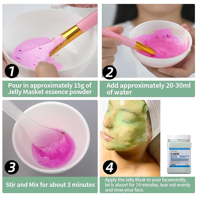 Glowing Biotin Peel-Off Jelly Mask Set, Jelly Mask For Facials, Face Mask For Instant Hydration, Vegan Peel Off Face Mask, Facial Skin Care Product Peel Off For Moisturizing, Glowing