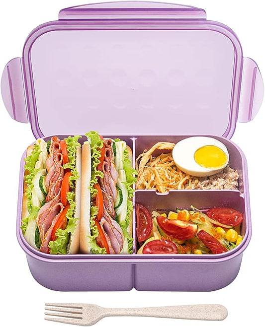 MISS BIG® Bento Box,Bento Box Adult,Lunch Box,Leak Proof Lunch Containers,No BPAs and No Chemical Dyes Bento Lunch Box,Dishwasher and Microwave Safe Lunch Containers for Adults(1900ml Purple)