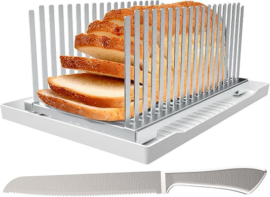 Adjustable Bread Slicer Guide for Homemade Bread with Stainless Steel Material & Blade - Precision Cutting for Home Kitchen, Baking - Ideal for Bread Lovers and Home Cooks