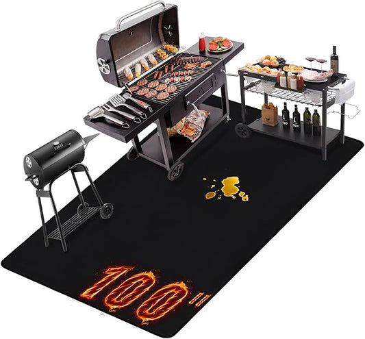 100x51 Inches Extra Large Grill Mat for Outdoor Grill - Fireproof Deck and Patio Protector, Waterproof and Oil-Proof Barbecue Grill Mat