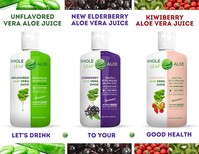 Whole Leaf Aloe Vera Juice - Potent, Unflavored, for Digestive Health, Skin Care and Hydration, Highest Acemannan Concentration, No Water Added, Patented Formula, Ideal for Daily Use