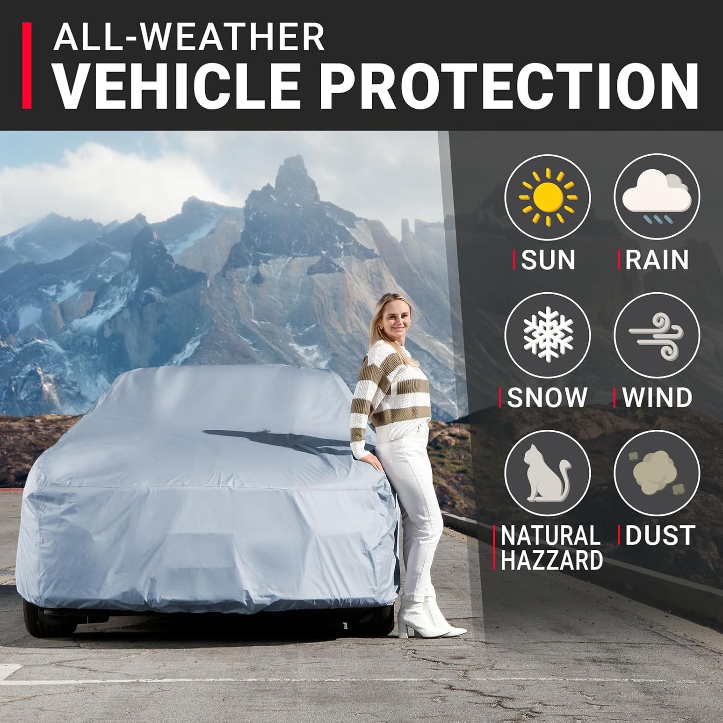 iCarCover Premium Car Cover for 1963-1965 Buick Riviera Heavy Duty Waterproof All-Weather Automobiles Custom Fit Indoor Outdoor UV Snow Protection Covers with Straps and Bag