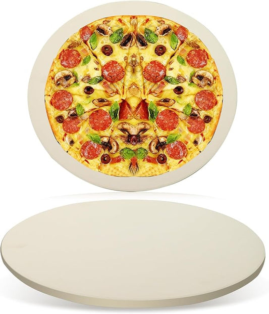 16" Round Pizza Stone, Large Cordierite Bread Baking Stone for Oven and Grill, Safe Circular Cooking Stone for Grill 16 Inch, Ideal for Grilling Baking Several Sizes of Pizzas