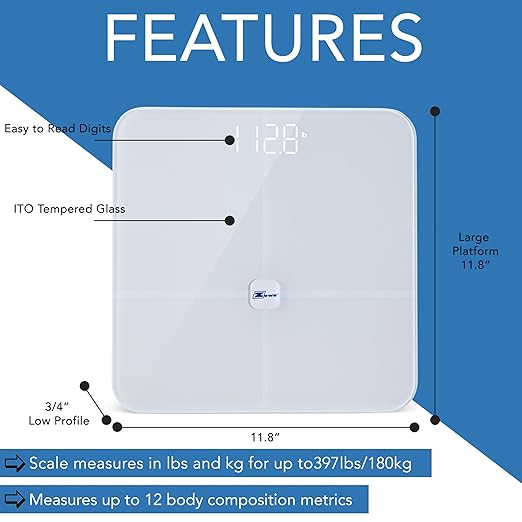 Zewa Digital Scale and Body Composition Analyzer with Bluetooth 4.0 / BLE