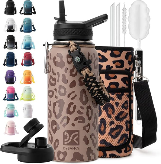 DYSANKY Insulated Water Bottle | Thickened Stainless Steel Vacuum Metal | Portable Sports Water Jug for Gym and Hiking with Straw, Carrier Bag, Handle Strap | BPA-Free 32 oz