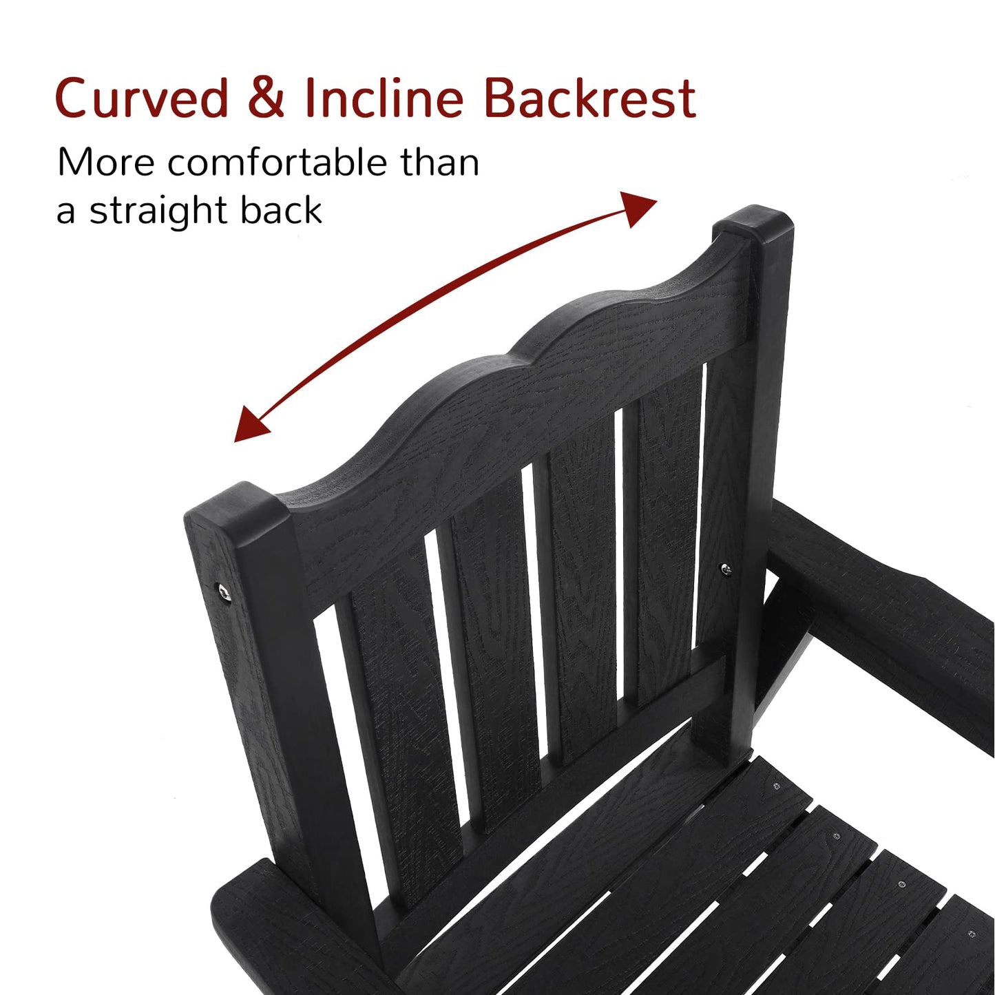 Stoog All-Weather Outdoor Chairs, Patio Dining Chair with Curved Backrest, 400 lbs Support Patio Chair, Black