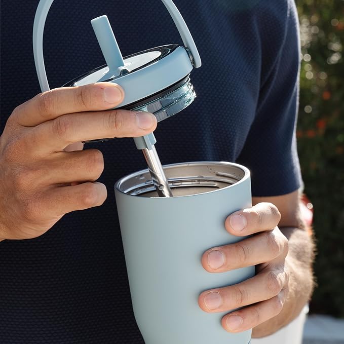 BrüMate Resa 25oz 100% Leakproof Travel Tumbler with Handle & Straw | Flexible SoftSip Straw | Silicone Sleeve for Durability | Stainless Steel | Cup Holder & Travel Friendly Water Bottle | (Mist)