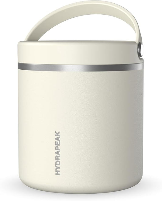 Hydrapeak 25oz Stainless Steel Vacuum Insulated Food Jar for Hot Food and Cold Food, Wide Mouth Leak-Proof Soup Jar for Adults, 10 Hours Hot and 16 Hours Cold (Ivory)
