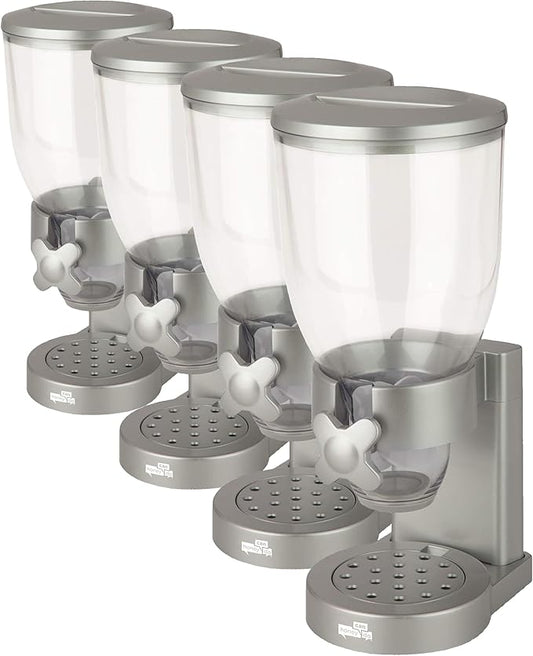 Honey-Can-Do Zevro /GAT102 Indispensable Dry Food Dispenser, Single Control, Silver (Pack of 4)