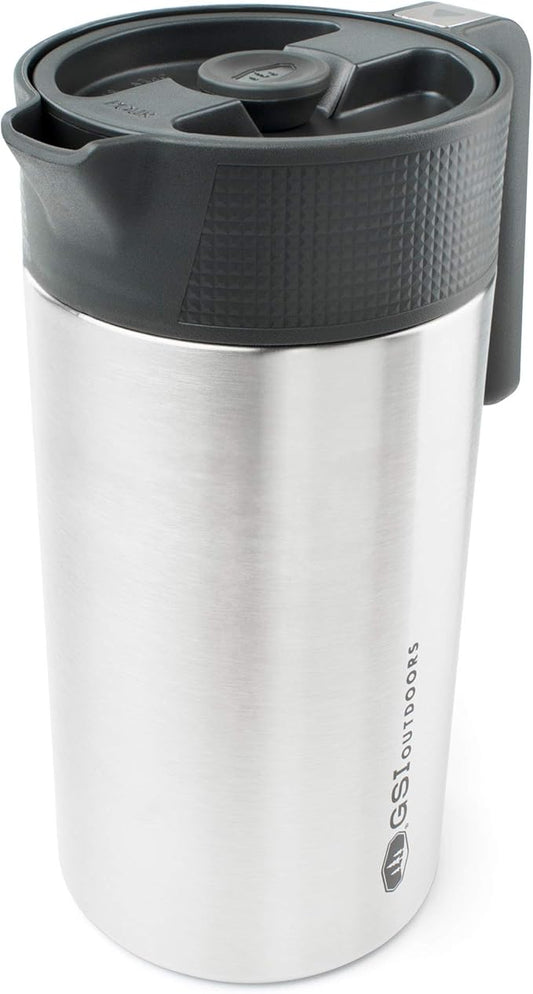 GSI Outdoors Glacier Stainless JavaPress, 30oz French Press Coffee Mug for Camping