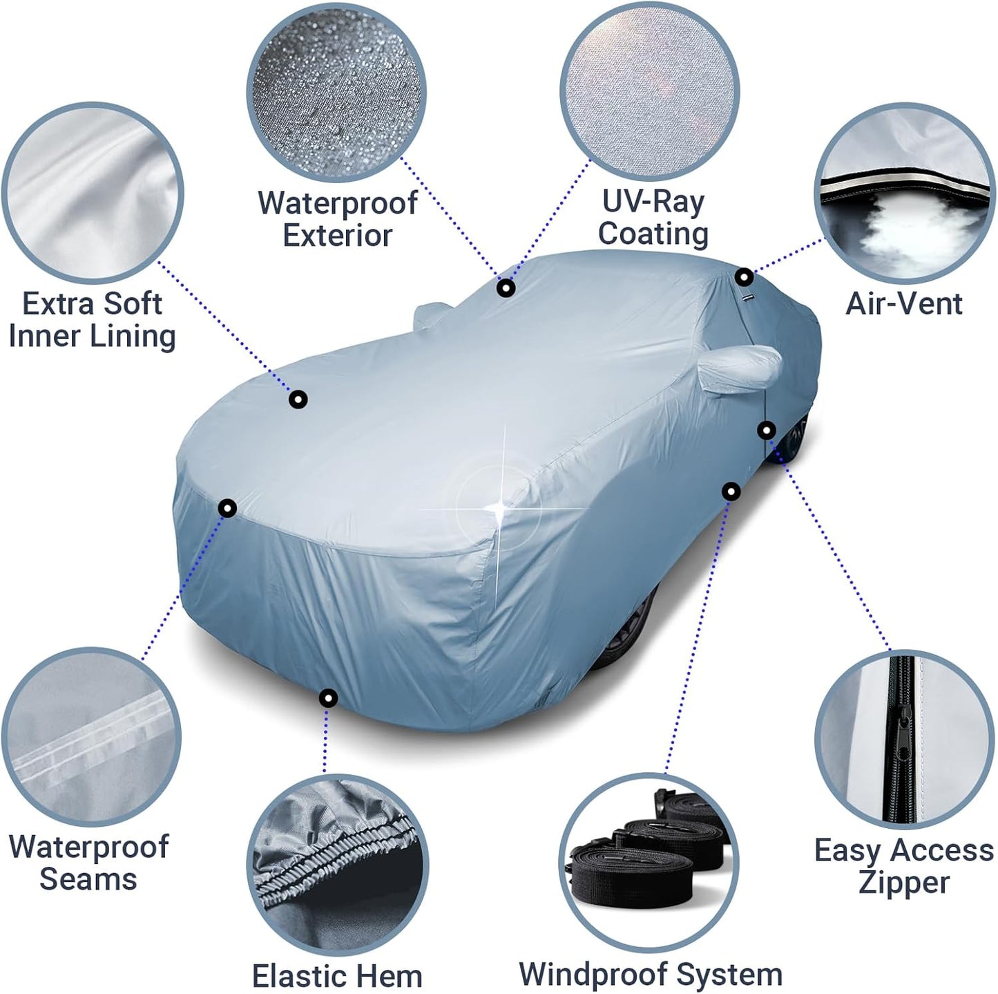 iCarCover Premium Car Cover for 2012-2021 Chevy Sonic Hatchback Heavy Duty Waterproof All Weather Automobiles Custom Fit Indoor Outdoor UV Snow Protection Covers with Straps and Bag