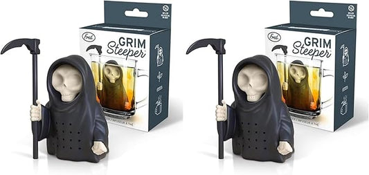 Genuine Fred Grim Steeper Reusable Silicone Tea Infuser,Black Grim Reaper Design,Fun and Clever Kitchen Gadget for Tea Lovers and Enthusiasts,(Pack of 2)