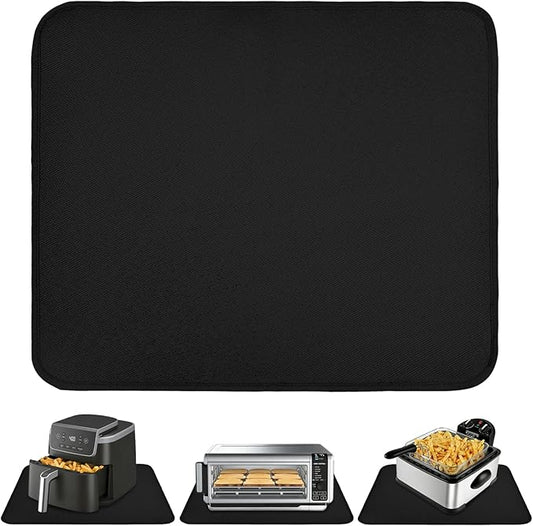Black Large Heat Resistant Mat 21x24in, Hot Pads for Countertops Under Air Fryer Oven, Countertop Protector for Kitchen Appliances