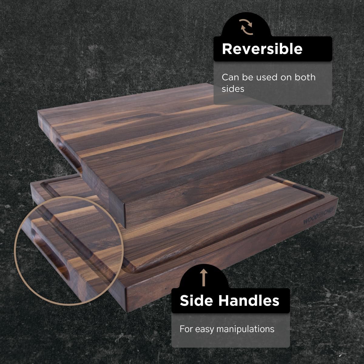 Large Cutting Board from American Walnut - A Butcher Block with Juice Groove for Easy Cutting of Meat and Juicy Veggies - Walnut Chopping Board - 20x16x1.5 inches