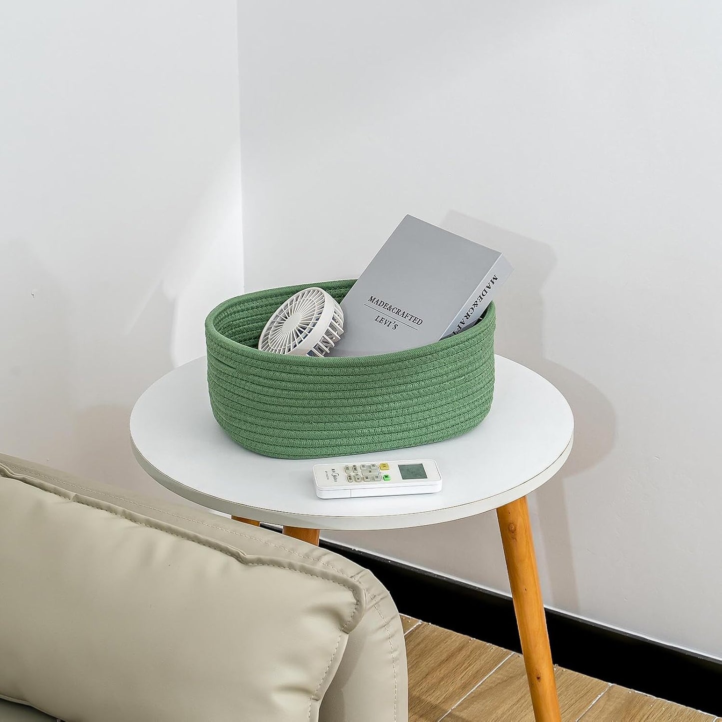 CubesLand Cube Shelf Closet Storage Baskets Bins Set 2,Woven Basket for Organizing/Storage,Long-lasting &Skin-friendly Toy Storage Basket Bin,Stylish Room Decor Basket,Cotton Rope Basket Green