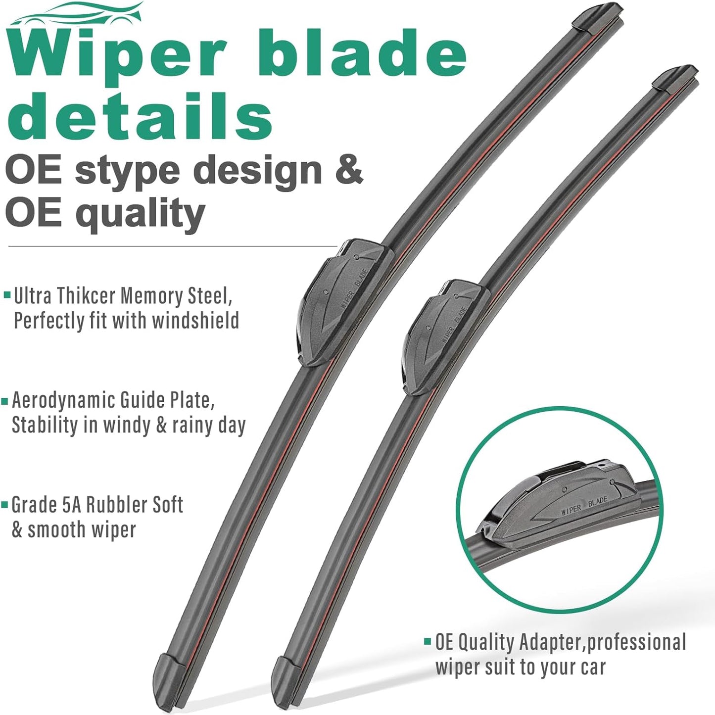 28" 20" 16" Windshield Wiper Blades Replacement for Toyota Sienna 2011 2012 2013 2014 2015 2016 2017 2018 2019 2020 Premium All Weather Front Rear Wipers Set - OEM Quality (Pack of 3)