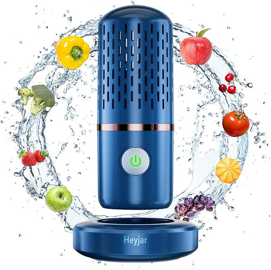 Fruit and Vegetable Washing Machine, Fruit Cleaner Device,Fruit Purifier for with OH-ion Purification Technology for Cleaning Fruit,Vegetable Sold by Heyjar US Only(Blue)