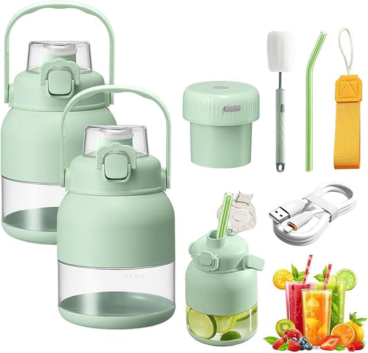 Gemet BPA-Free Electric Citrus Juicer 17 oz, with Straw and Two Lids, 2025 New Portable Blender for Smoothies, Shakes, Food Prep & Frozen Blending (500ML*2)