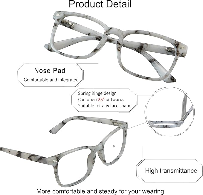 YEIN Bifocal Reading Glasses with Blue Light Blocking Lenses, Bifocal Reader for Women and Men, Vintage Square frame with Spring Hinge (+0.00/+1.75 magnification)