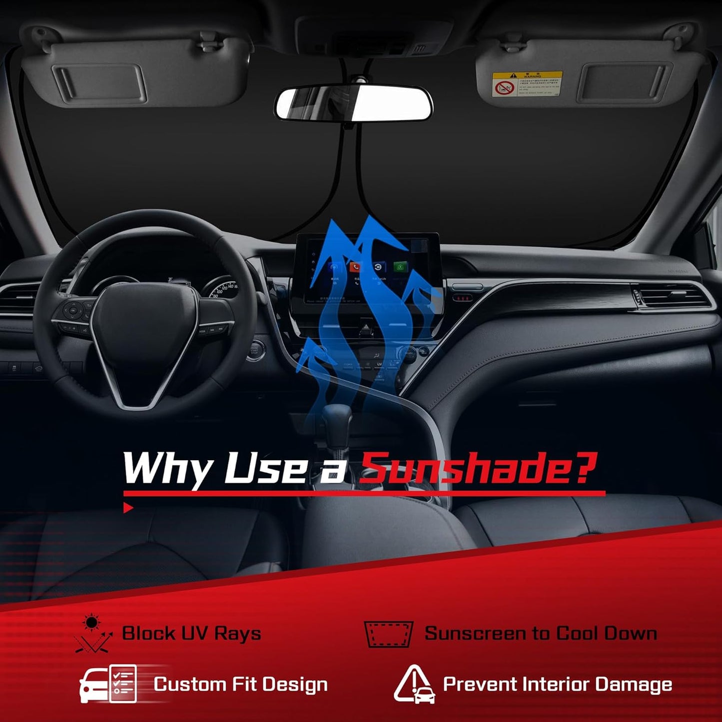 ARISMOTOR Windshield Sun Shade for Honda Pilot 2016-2024, Custom Fit Foldable Front Window Sunshade Sun Visor Protector, Block UV Rays Keep Your Car Cooler