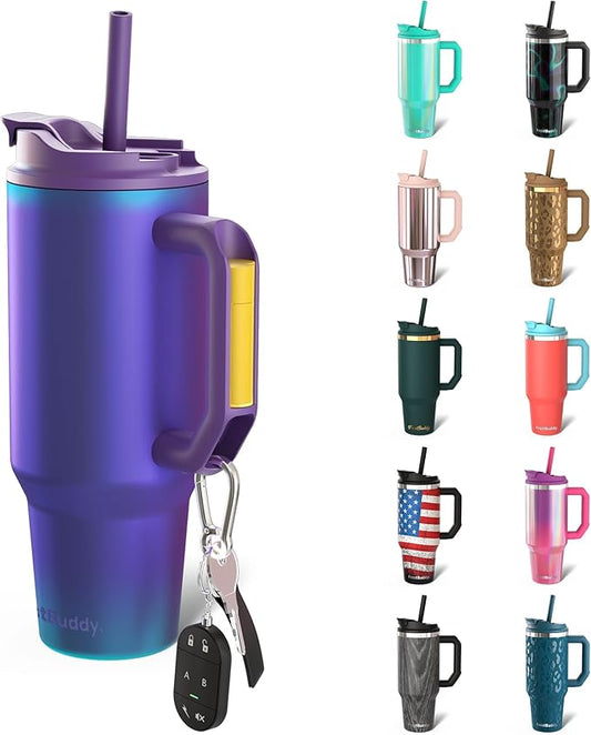 Frost Buddy Thicc Buddy - 30 oz Stainless Steel Vacuum Insulated Tumbler with Lid and Straw for Water - Travel Mug Cupholder Friendly - Gifts for Women Men Him Her (Nebula)