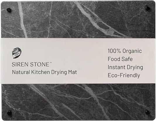 Natural Stone Dish Drying Mat 18" x 14", Slate Color - Diatomaceous Earth Kitchen Mat | Quick Drying, Non-Toxic, BPA-Free, Eco-Friendly | Female-Founded USA Brand
