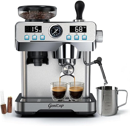 Espresso Machine with Grinder 20 Bar Professional Expresso Coffee Machines for Home Customizable 194℉-203℉ Temp Control Espresso Maker with 68oz Water Tank All-in-One Coffee Maker Cold Brew