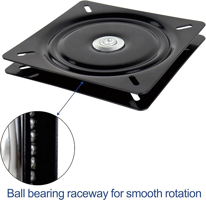 13 Inch Lazy Susans Turntable Bearings Swivel Zinc Plate, Black Square Lazy Susan Hardware, Heavy Duty Lazy Susan Replacement Parts,Swivel Bar Stools for Table, Chair, Round Bar Stools (1Pack)