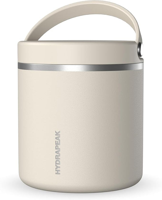 Hydrapeak 25oz Stainless Steel Vacuum Insulated Food Jar | Kids Jar for Hot Food and Cold Food, Wide Mouth Leak-Proof Soup Jar for Adults, 10 Hours Hot and 16 Hours Cold (Stone)