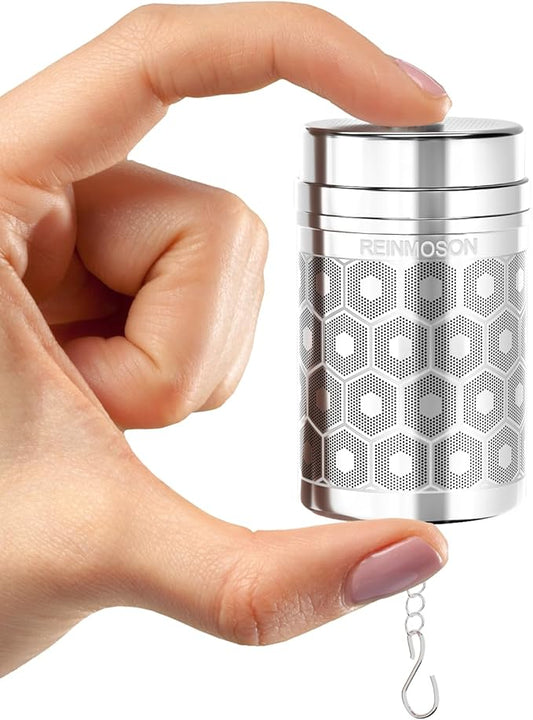Reinmoson Mini Tea Strainers for Loose Tea, Extra Fine Mesh Tea Infuser, 304 Stainless Steel & Updated Slim Threaded Lid, Loose Leaf Tea Steeper for Black Tea, Rooibos, etc