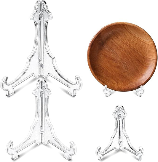 3 Pack Acrylic Frame Holder Stand, 3 Size Clear Plate Display Stand, Foldable Plate Stands for Display Platter, Dish, Book, Photo