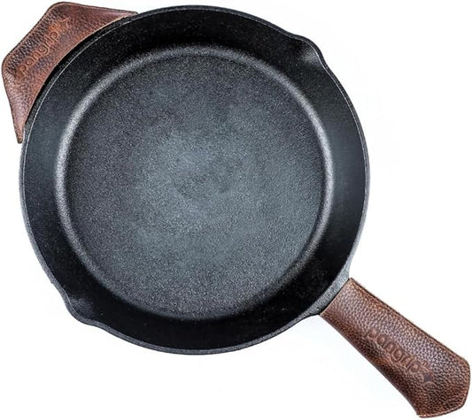 Cast Iron Handle Cover, Set of 2 - Extra Thick Leather Heat Resistant Handle Cover for Cast Iron Skillets, Hot Pan Handle Cover, Cast Iron Handle Sleeve