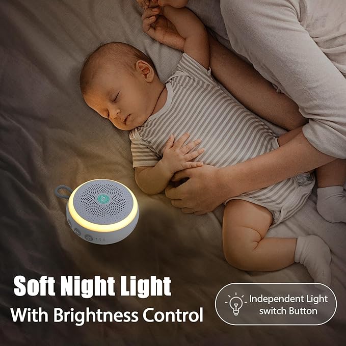 USB Rechargeable Baby Sound Machine with Night Light – 20 Calming Tracks, Lullabies & Rain Sounds | White Noise Baby Machine & Music Box for Newborns, Infants & Kids | Soothing Music, Sleep Sounds