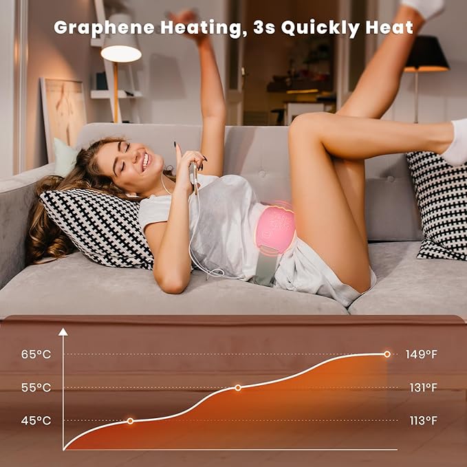 Portable Heating Pad for Cramps and Back Pain, Menstrual Cramp Relief Wearable Heating Pad for Women and Girls, Wireless Heating Pads with 3 Temperature Setting & Battery Powered