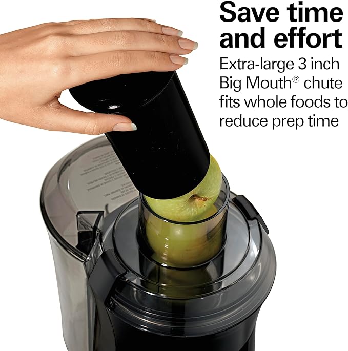 Hamilton Beach Juicer Machine, Big Mouth 3” Feed Chute for Whole Fruits and Vegetables, Easy to Clean, Centrifugal Extractor, Vegetable & Fruit Juicer, BPA Free, 800W Motor, Stainless Steel