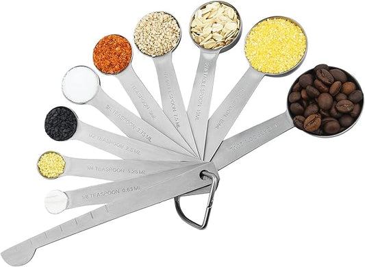 Measuring Spoons Set, 18/8 Stainless Steel Measuring Spoon for Kitchen and Baking Measure Spoon Set of 9 with Leveler