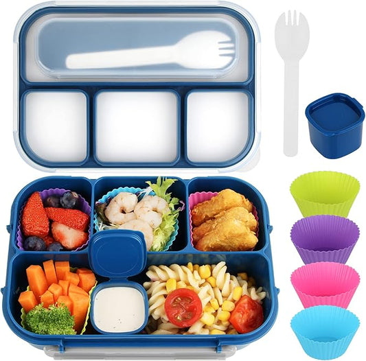 MaMix Bento Box Adult, Lunch Box Kids, Lunch Containers for Adults/Kids/Students,1300ML-4 Compartment Bento Box (blue)