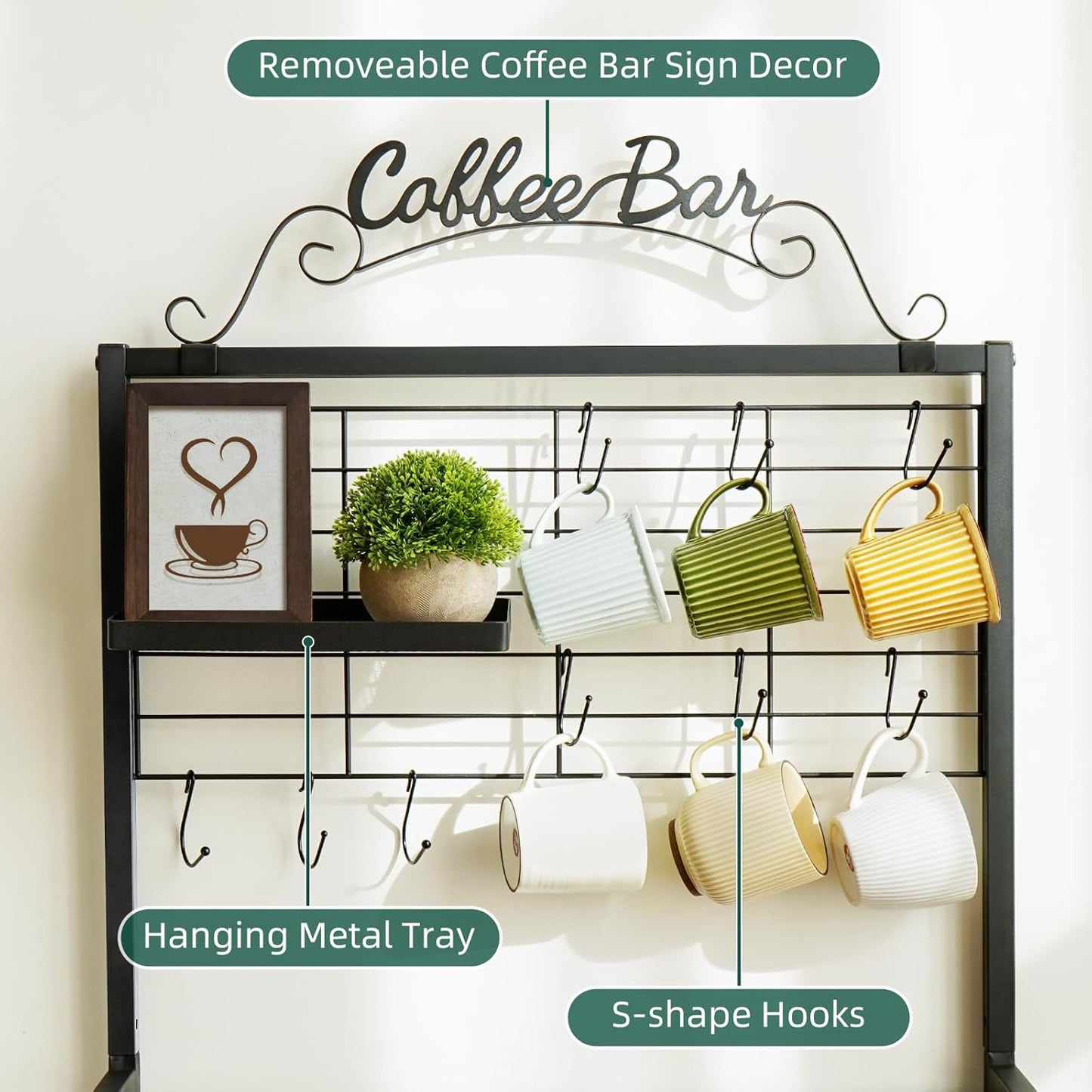 Coffee Bar Cart with Wheels, Coffee Bar Table, Kitchen Coffee Bar Cabinet with Storage, Rustic Coffee Bar, Rolling Coffee Cart, Coffee Nook, Corner Coffee Bar Station with Drawer, Bakers Rack