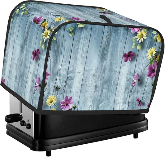 Blue Wood Texture Toaster Cover, 2 Slice, Dust-Proof, Washable, with Top Handle