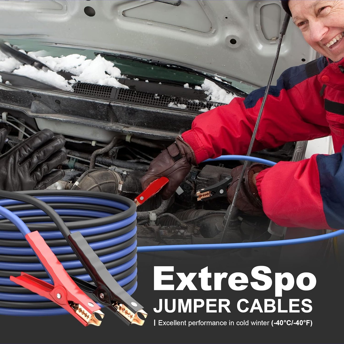 Heavy Duty Jumper Cables - 4 Gauge 20 Feet 600Amp Automotive Booster Cables for Car Battery, for Car, SUV and Trucks, Jumper Cables Kit with Carry Bag, Gloves, Brushes (4 Gauge 20 FT)…